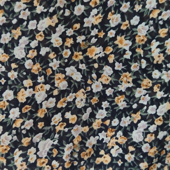 Joule Energy 80's Vintage Floral Button Down Tie Front Cropped Blouse Black M - Picture 6 of 12